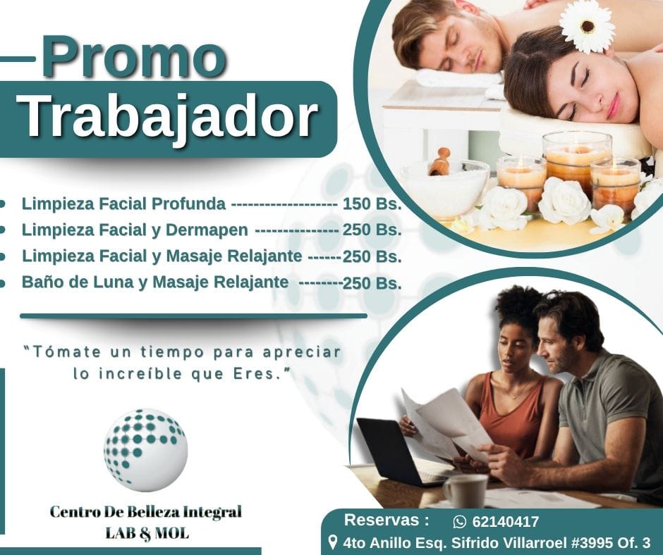 luisito16_2010's tweet image. OFERTA POR EL DIA DEL TRABAJADOR 

Porque Tú Te Lo Mereces Te Brindamos Nuestras Ofertas De Tratamientos Estéticos Facial 💆🏻‍♂️💆🏻‍♀️ Y Corporal Unisex 🧘🏻‍♂️🧘🏻‍♀️

Información Y Reserva Al: 62140417

Dirección: Santa Cruz 🇳🇬 Bolivia 🇧🇴 

#OFERTAS #POR #EL #DIA #DEL #TRABAJADOR #TRATAMIENTOS