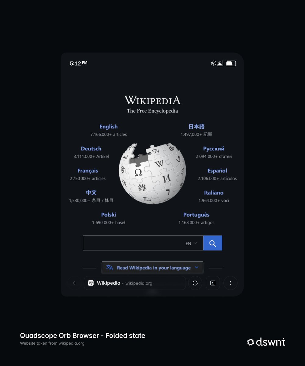 dswnt_hub's tweet image. Week 69.1, Quadscope Project:
Folded state of Orb Browser

#weekly #design #os #ui #concept