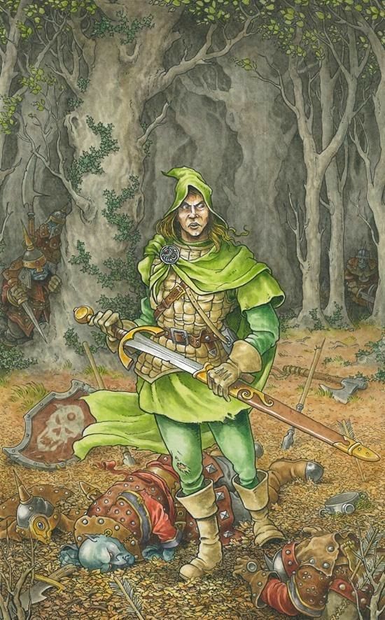 GigagodSesamar's tweet image. The artist for "Lone Wolf Surrounded" is Gary Chalk. This artwork is a new version of the first book cover in the Lone Wolf gamebook series, featuring the warrior in green surrounded by enemies.
#Sesamar #ttrpg