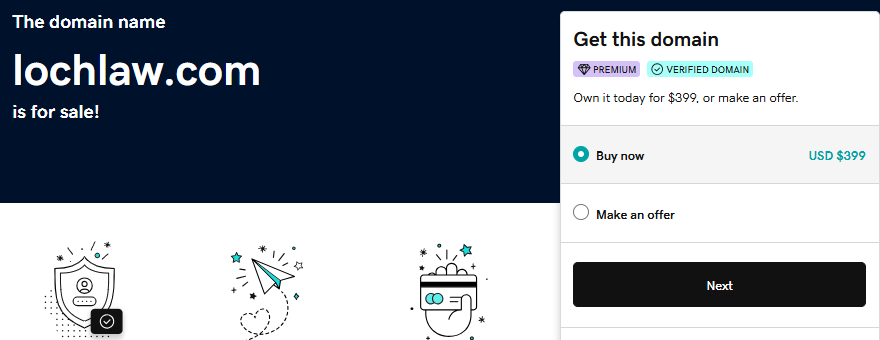 domainjobcom's tweet image. lochlaw.com is for sale!  
Only $399 USD  
Perfect name for a law firm, legal services, or Scottish-inspired brand.
Drop 3 domains you’re selling at wholesale prices in the comments 
Let’s connect and do business!  
#DomainForSale #Domains #WholesaleDomains #BuyDomain