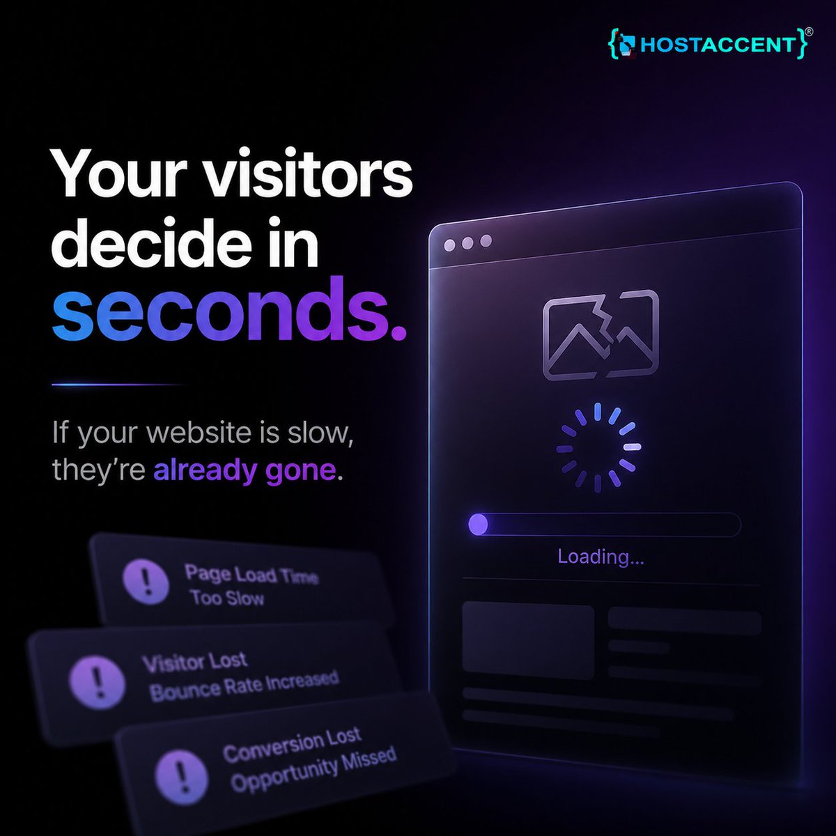 Hostaccent's tweet image. Your visitors decide in seconds.
If your website is slow, they’re already gone.
#WebsiteSpeed #UX #Performance #Hostaccent