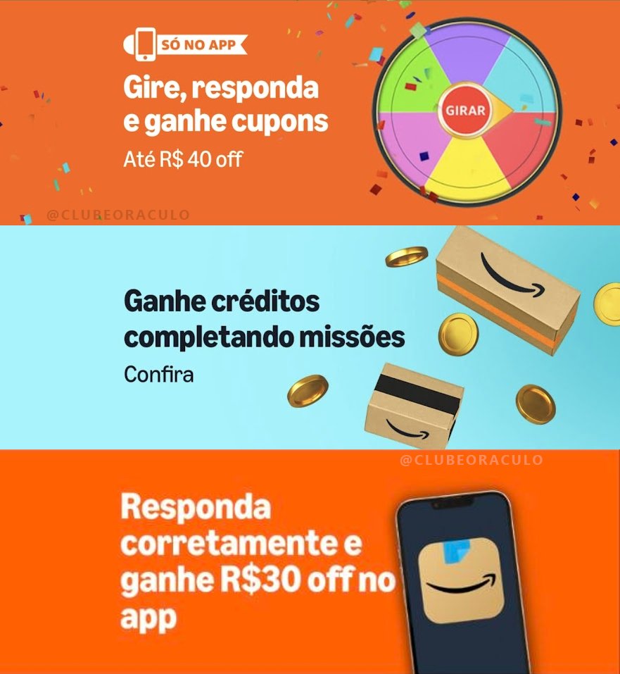 🚨 VOLTOU! GANHE CUPOM NA AMAZON!

🙀 Participe e ganhe cupons NA HORA! 

🎯 ROLETA: amzlink.to/az0K77WDM3IrS
 
🎯 QUIZ: amzlink.to/az0MFWn88Xoyh

🎯 MISSÕES: amzlink.to/az0iORydywBXr

📚 Abra o link pelo APP e desça um pouco. Se a sua conta for elegível, o banner vai aparecer