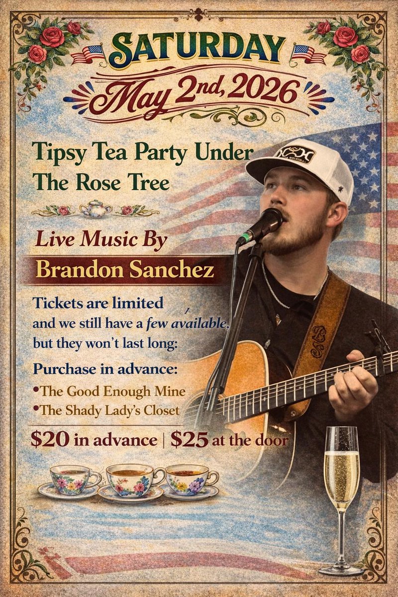 visittombstone's tweet image. HELP SUPPORT TOMBSTONE HISTORIC RESTOTORATION EFFORTS! COMING THIS SATURDAY!

May 2, 4–6 pm 2026 under the world's largest rose tree! The "Tipsy Tea Party Under The Rose Tree"

#WildWest #tombstone #fypシ゚ #Tucson #fypシ゚viral  #phoenix #losangeles #sandiego #America250