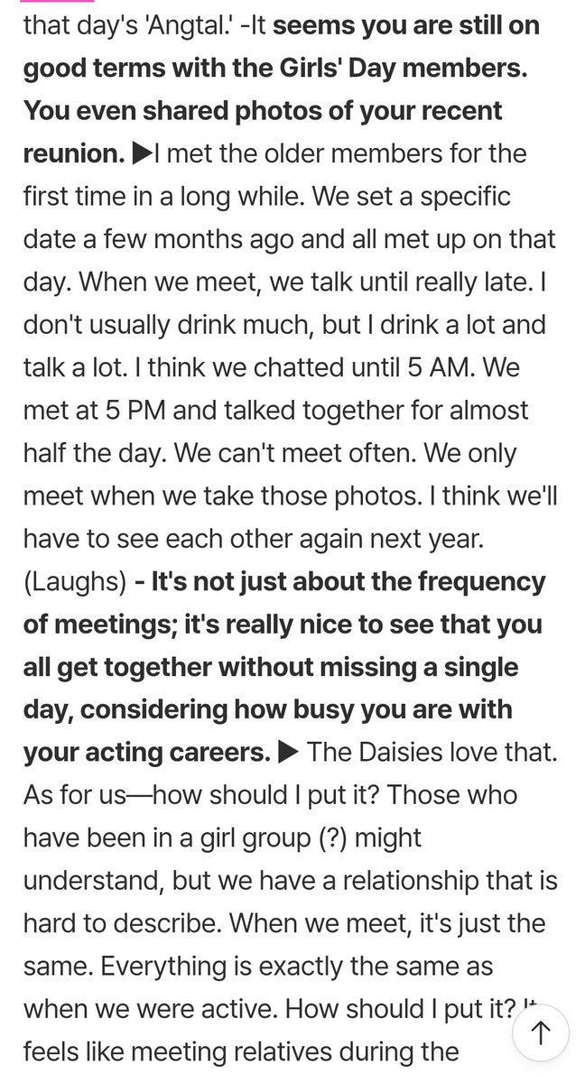 HyeriScreencaps's tweet photo. Girl's Day mentioned on this 3rd part of Hyeri's AAA interview article

What Girl's Day members meant to Hyeri, possibility of being active as a group again and more. 

They talked for half a day when they met up recently, Dai5y also mentioned. A great read 💋
#걸스데이 #GirlsDay https://t.co/ngk7pjKySK