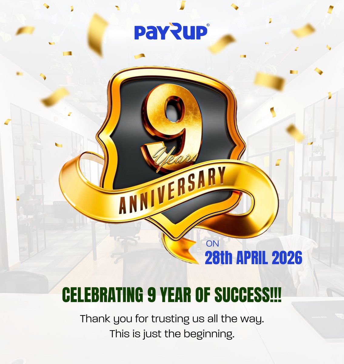 PayRupOfficial's tweet image. Celebrating 9 successful years of PayRup—empowering merchants, transforming digital payments &amp;amp; driving financial inclusion across India. Thank you for trusting us! #AnniversaryCelebration #FintechIndia #DigitalPayments #FinancialInclusion #MerchantGrowth #StartupJourney #Thankyou