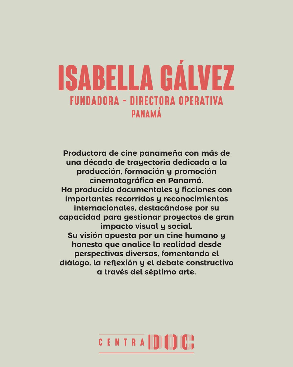 CentraDocCA's tweet photo. CentraDoc es fundada por 7 mujeres cineastas centroamericanas con un sueño en común: “Impulsar la creación, circulación y apreciación del cine documental centroamericano como una herramienta de transformación social a través de un festival de cine”. 

🇵🇦 Isabella Gálvez https://t.co/LlRQAVifr4