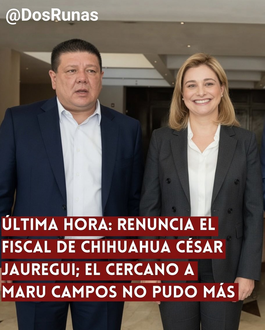 DosRunas's tweet photo. 🚨 ¡ÚLTIMA HORA QUE HACE HISTORIA EN CHIHUAHUA‼️🔥
César Gustavo Jáuregui Moreno acaba de presentar su RENUNCIA como Fiscal General del Estado.
En medio del escándalo nacional por el presunto operativo donde habrían participado agentes de la CIA en suelo chihuahuense, el fiscal deja el cargo.
Y los chihuahuenses… ¡ESTAMOS FELICES!
Por fin se abre la puerta a una justicia limpia, sin sombras ni intervenciones extranjeras. Chihuahua respira. Chihuahua merece verdad.
¿Se acabó la era de la opacidad? El pueblo ya lo celebró.
Comparte si estás harto de lo mismo de siempre.
#RenunciaJáuregui #ChihuahuaDespierta #JusticiaReal #CIAChihuahua #ÚLTIMAHORA