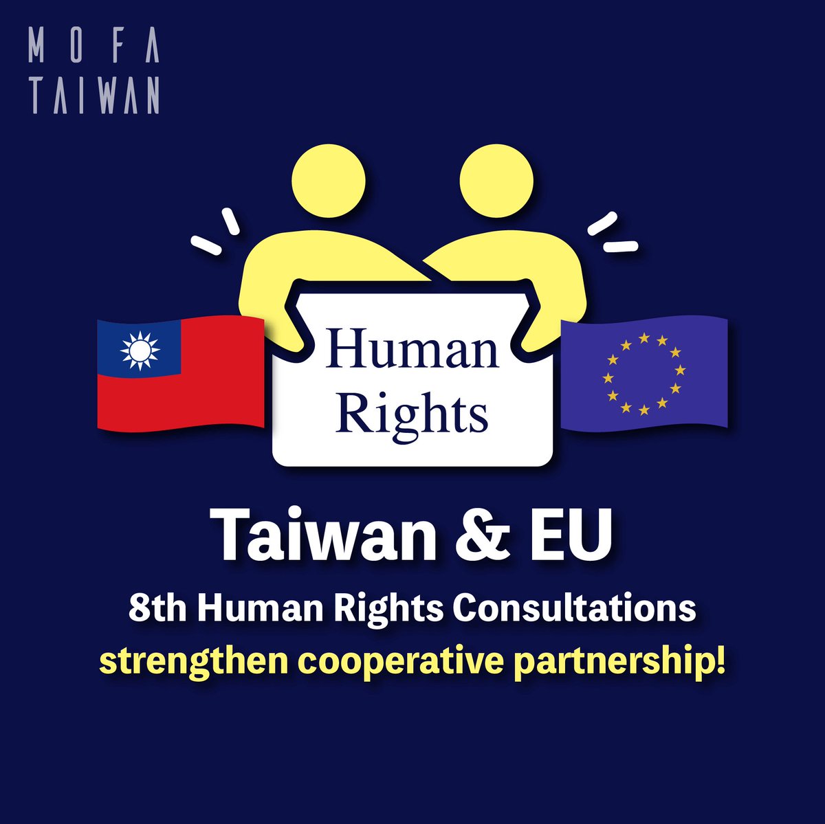 MOFA_Taiwan's tweet image. The 8th #Taiwan🇹🇼–#EU🇪🇺 Human Rights Consultations in Brussels reaffirmed our shared values of democracy, human rights &amp;amp; rule of law.

As a beacon of democracy in Asia, Taiwan continues to share experiences and bolster ties with like-minded partners to advance universal rights.