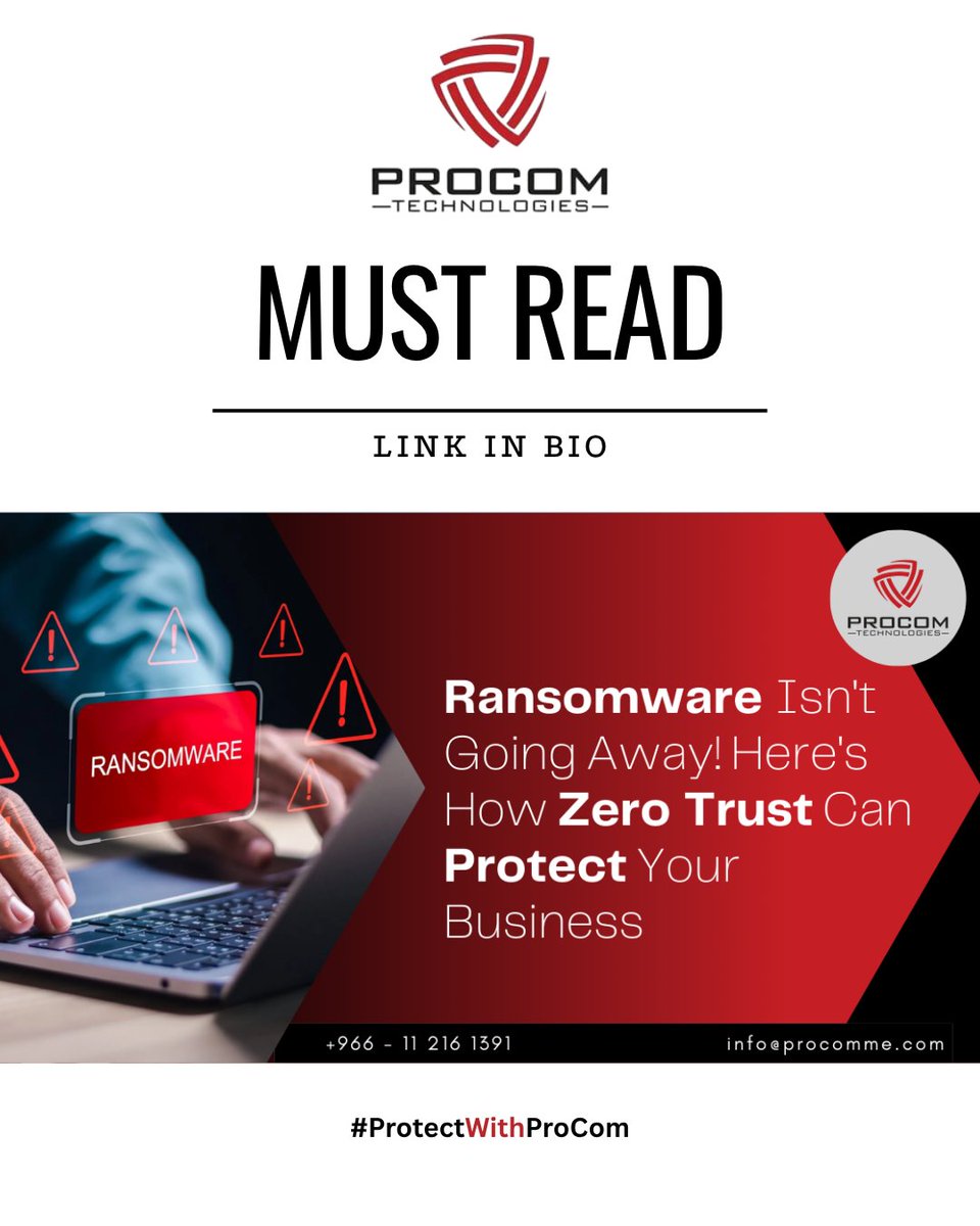 ProcomTech786's tweet image. Ransomware isn’t slowing down, and perimeter-based security just isn’t enough anymore.

🔐 Learn how to stay ahead and protect your business:
👉 procomme.com/blog/ransomwar…

#ZeroTrust #InfoSec #DataProtection #NetworkSecurity #DigitalTransformation #ProtectWithProCom