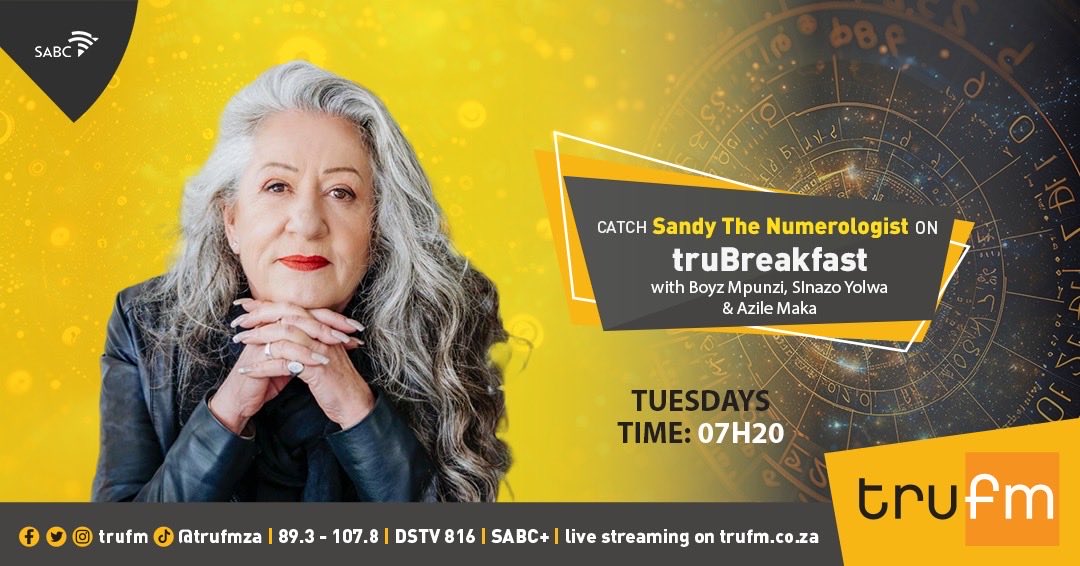 SandyNumerology's tweet photo. It’s Tuesday and it’s time for @SandyNumerology with @BoyzMpunzi + @SinazoYolwa on @TruFM 7:20 to 8:00. To get a free reading from Sandy, drop a text on WhatsApp with your first name, gender and date of birth.
☎️086 000 2375
📱072 999 8092 https://t.co/AmY3AYw4M8