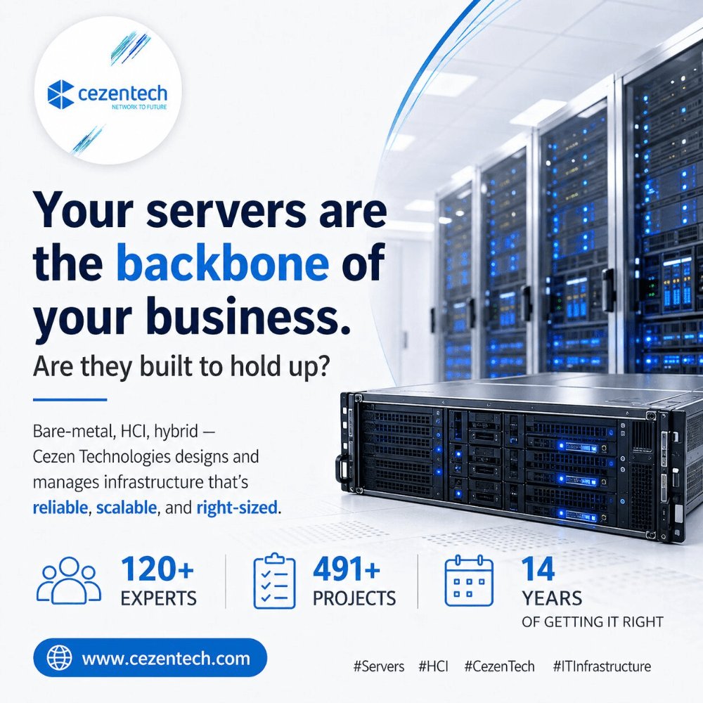cezentechx's tweet image. 🖥️ Your servers are the backbone of your business. Are they built to hold up?
Bare-metal, HCI, hybrid — reliable, scalable, right-sized.
💪 14 years. 491+ projects. cezentech.com
#Servers #HCI #CezenTech