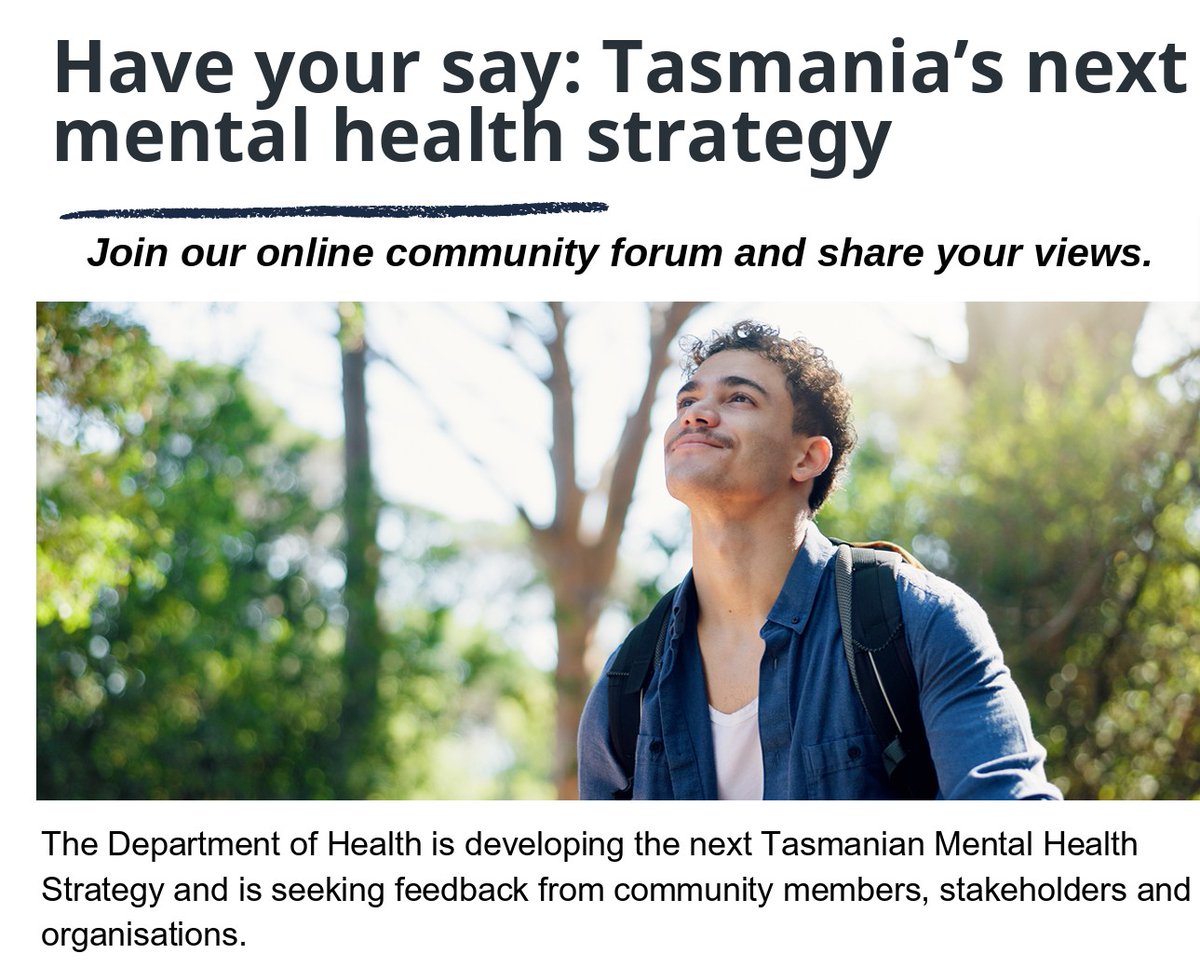 LivedExpAust's tweet image. #HaveYourSay #Tasmanians in developing your next #mentalhealth strategy. All welcome. Ask questions, share ideas. Tues 5 May 4:30pm AEST, Online and FREE, but please register.
Discussion paper: zurl.co/a2G5s Register: zurl.co/CYg4Y #LivedExperienceFirst