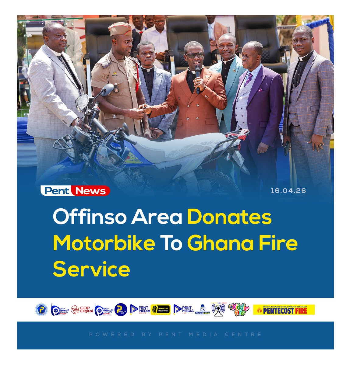 PentTvGh's tweet photo. The Offinso Area of The Church of Pentecost has donated a brand-new motorbike to the Boamang Branch of the Ghana National Fire Service in the Afigya Kwabre North District. 

🌐 | Read more: https://t.co/LP3hrDC8bb

#PentNews | #GhanaFireService | #Offinso | #Penttvgh https://t.co/i7yy1GRReh