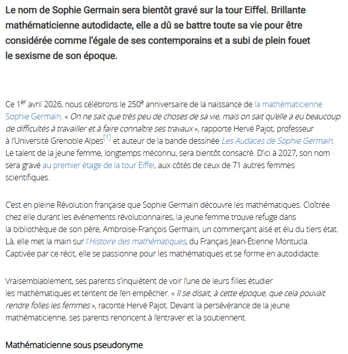 _RNBM's tweet photo. Vu dans le Journal du @CNRS aujourd'hui :
"Sophie Germain : les #maths en Révolution"
⬇️
https://t.co/dMvttsnZY5
#SophieGermain #Mathematicienne #FemmesEnScience https://t.co/dNZ1JENnDs