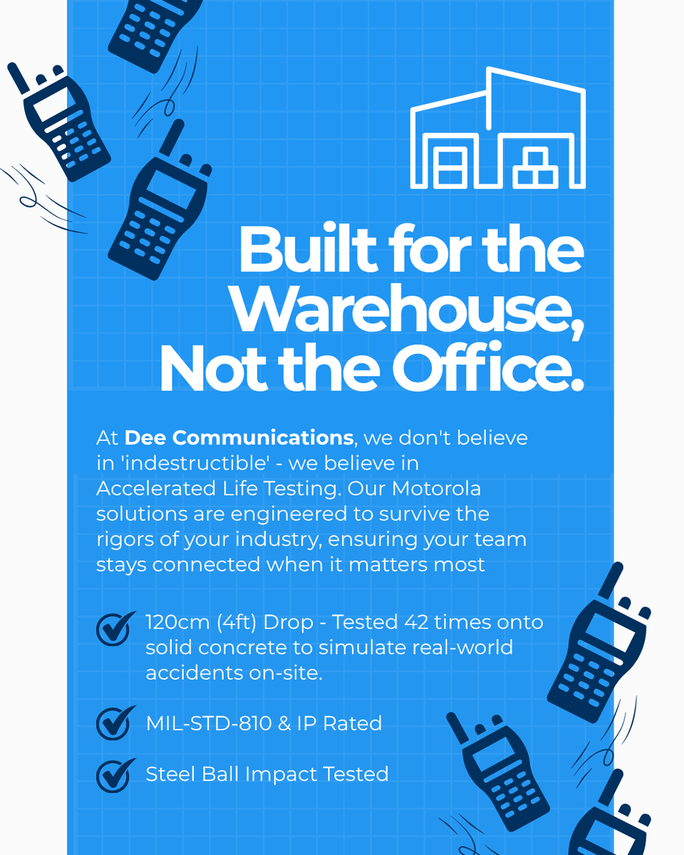 Dee_Comms's tweet photo. Built for the Floor, Not the Office.

The Motorola R2 is engineered to survive 42 drops onto concrete and repeated impact tests. Reliable communication that survives the rigours of your industry, shift after shift.

#MotorolaR2 #Engineering #Reliability https://t.co/uzzk6O8lZu