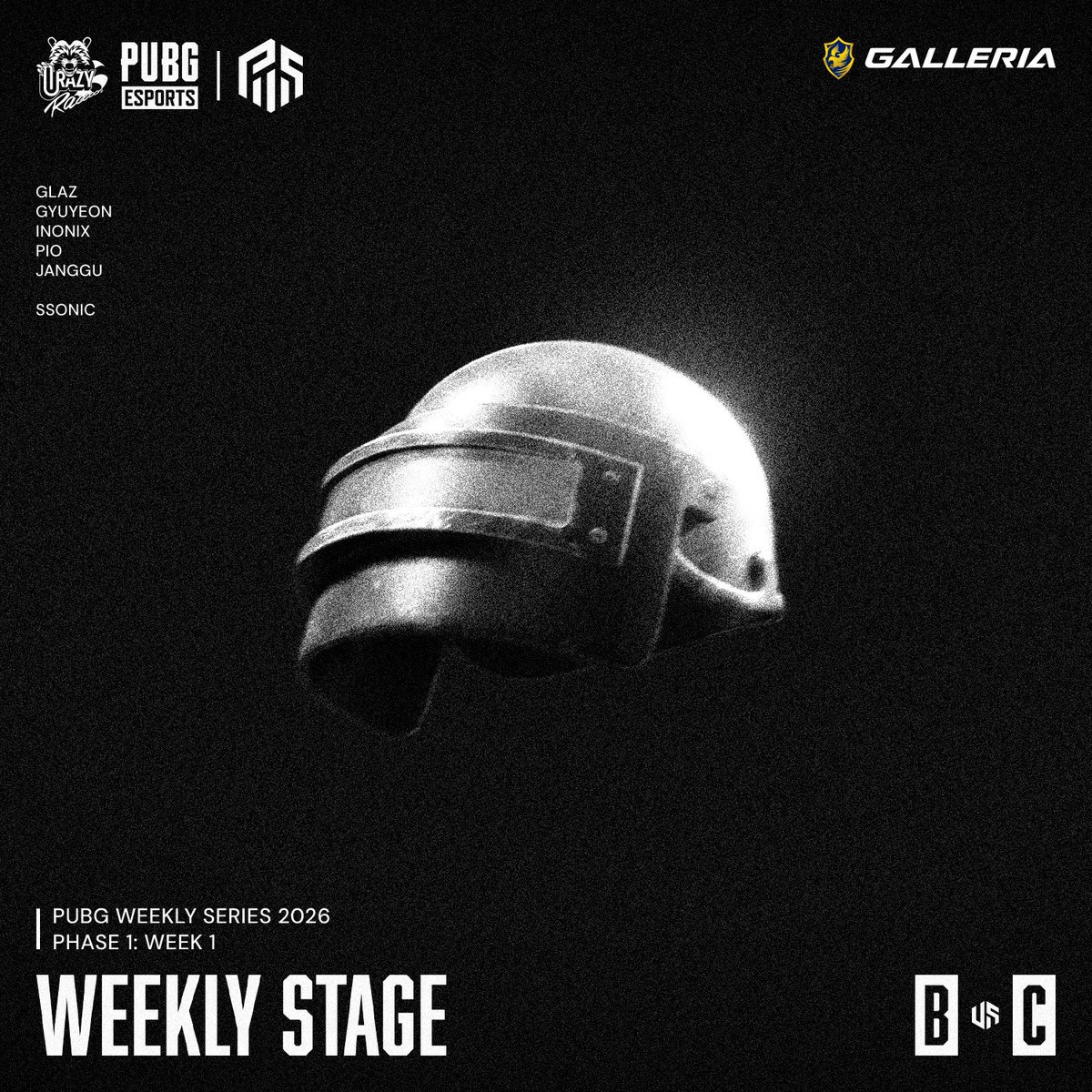 crazyraccoon406's tweet image. 【2026 PWS Phase1】
- WEEK 1

⚔️4/16(木) 19:00~ [GROUP B/C]

- Pio(@PUBGKR_Pio)
- Inonix (@PUBGInonix)
- Glaz(@PUBG_Glaz)
- Gyuyeon(@GyuyeonE)
- JangGu

- ssonic(@PUBG_ssonic)

🔴YouTube
youtu.be/vqVtkc4Sk7o

#CRWIN #PUBG #PUBGEsports #PWS