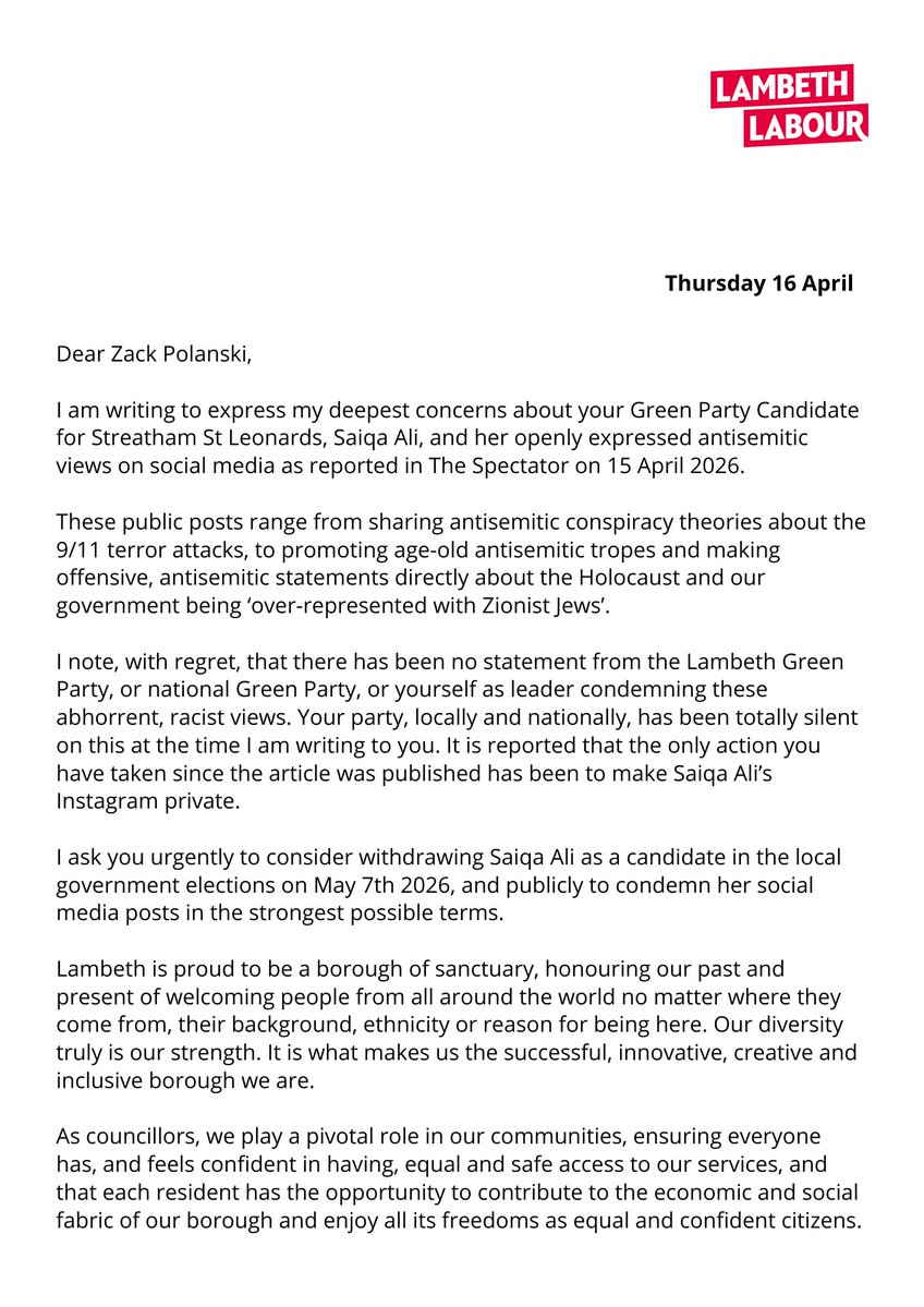 Lambeth Labour tweet media