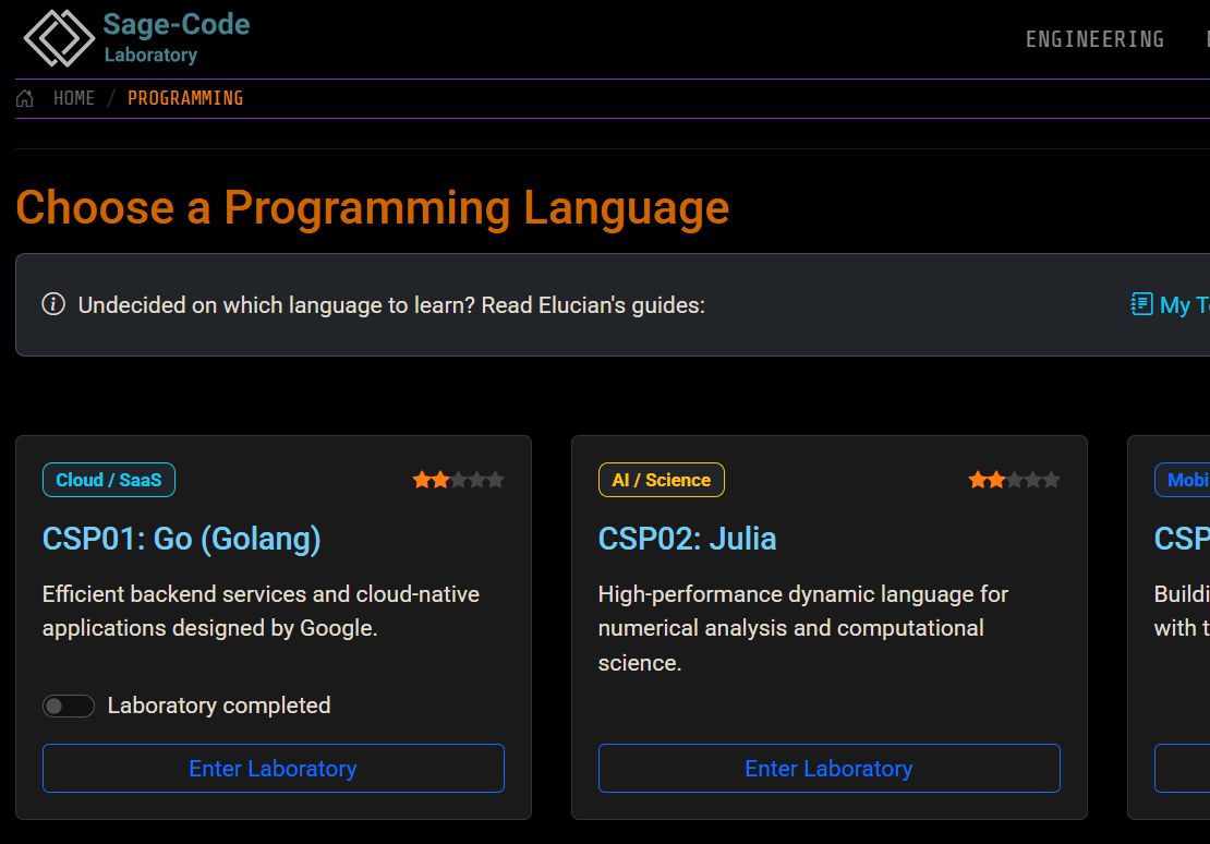 Join my free bootcamp. Now rebranded with a new domain: sagecode.org Now Sage-Code is an organization you can join to learn programming. 
sagecode.org