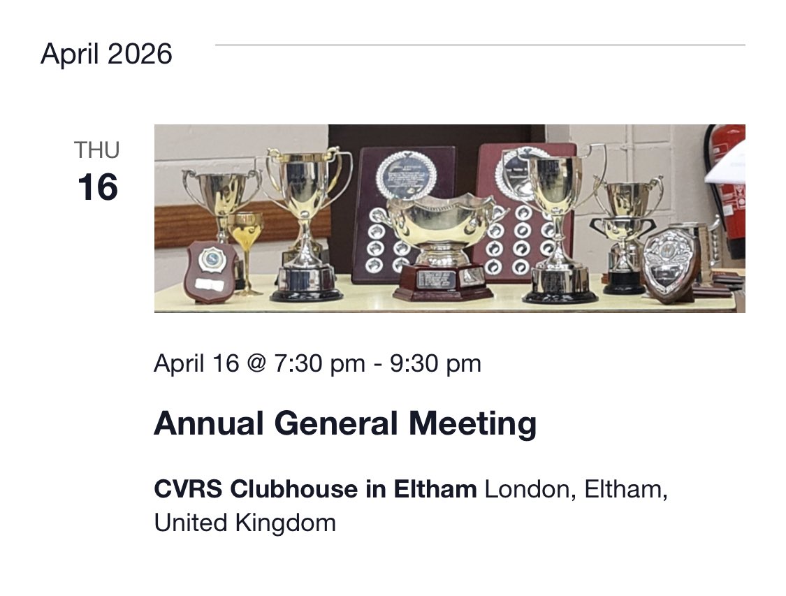 G3RCV's tweet photo. TONIGHT’S MEETING THU 16th APRIL “CRAY VALLEY AGM + REPORTS &amp; PRESENTATIONS”

Doors open 7.00 for 7.30. No parking on site please - limited mobility &amp; heavy loads only. 

PS ALSO A SELECTION OF SMALLER ITEMS FROM DAVE NRH’s SHACK CLEARANCE  WILL ALSO BE ON SALE. https://t.co/0ldmFsCIKU