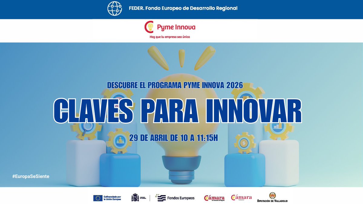 cam_valladolid's tweet image. 💡#Innova tu #pyme con el Programa Pyme Innova 2026

Inscríbete ➡️camaravalladolid.com/evento/claves-…

Financiado por @FondosUE_Esp @Dip_Va 
#Valladolid #PotenciaTuEmpresa #Emprendimiento #EuropaSeSiente