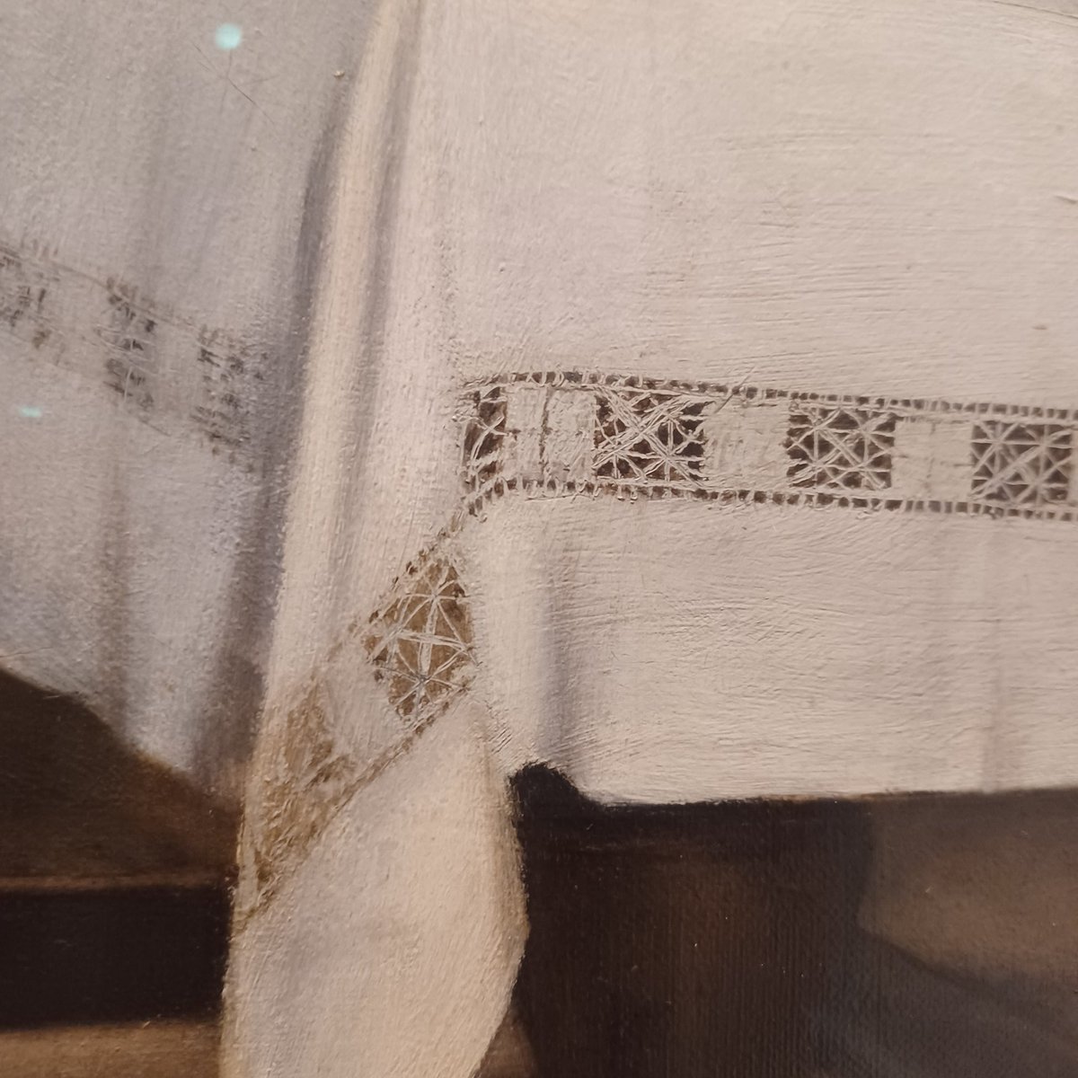 carolquarini's tweet image. A painted lace tablecloth and other textiles in the blog this week lacethread.blogspot.co.uk #lace