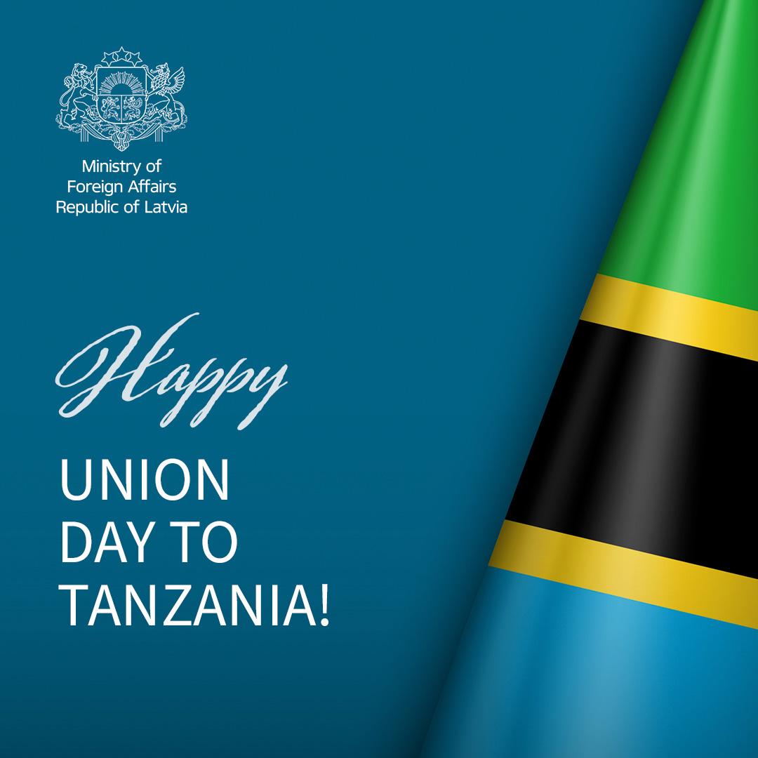 Latvian_MFA's tweet photo. We convey our warmest congratulations and send our best wishes for lasting peace and continued progress to Tanzania 🇹🇿 on its #UnionDay!
@mfa_tanzania https://t.co/WzuxYo4o0G