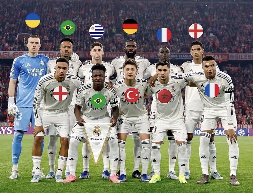 La incoherencia del “españolismo” del <a href="/realmadrid/">Real Madrid C.F.</a> 
“El equipo de España” sin españoles… bueno, Brahim, tan español que eligió Marruecos para jugar.
📷 <a href="/diarioas/">Diario AS</a>  (la alineación de anoche)