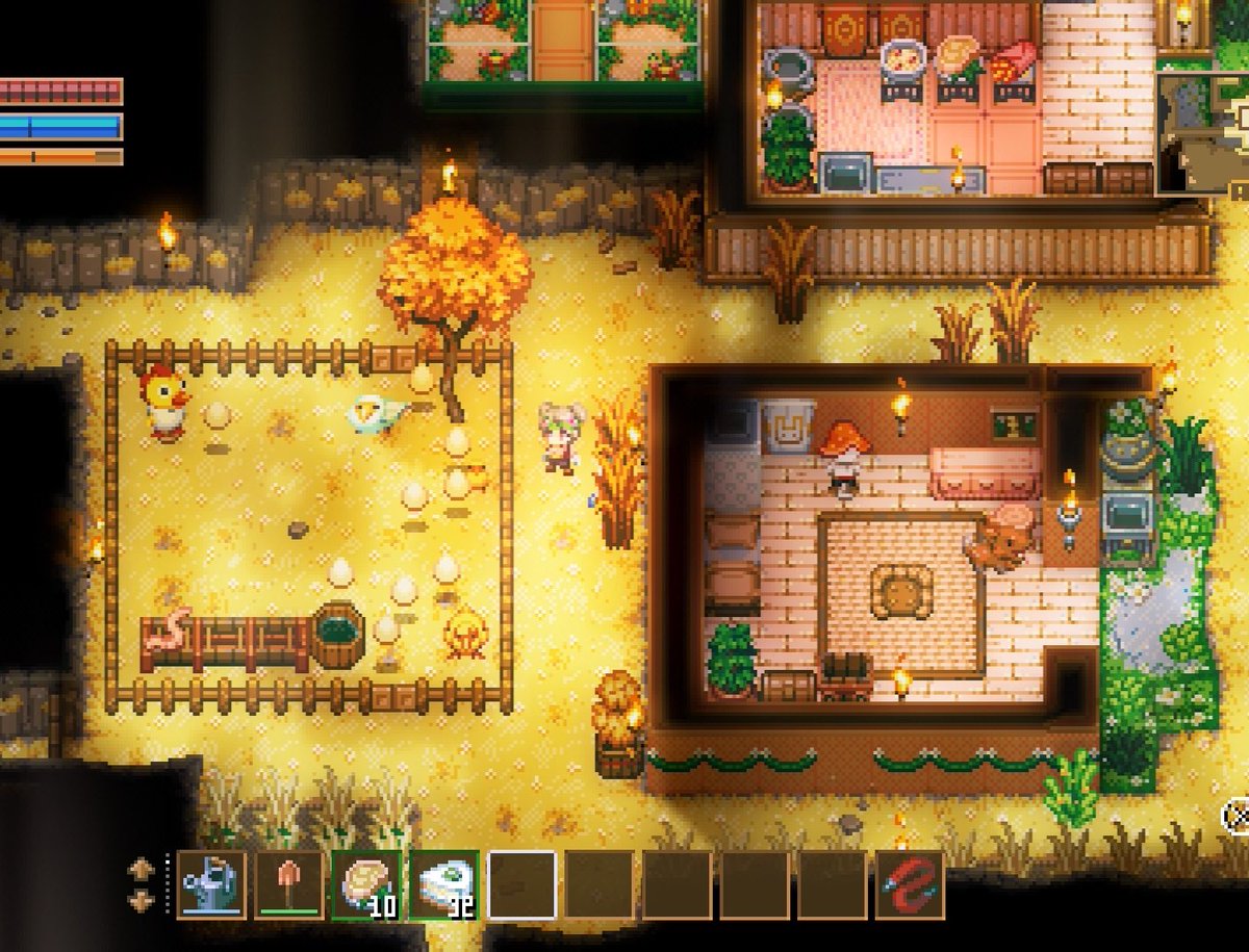 立地選びを失敗したギャラリー作ったのと、ひよこが産まれるの眺めてたけど多分全部無精卵。

 #コアキーパー