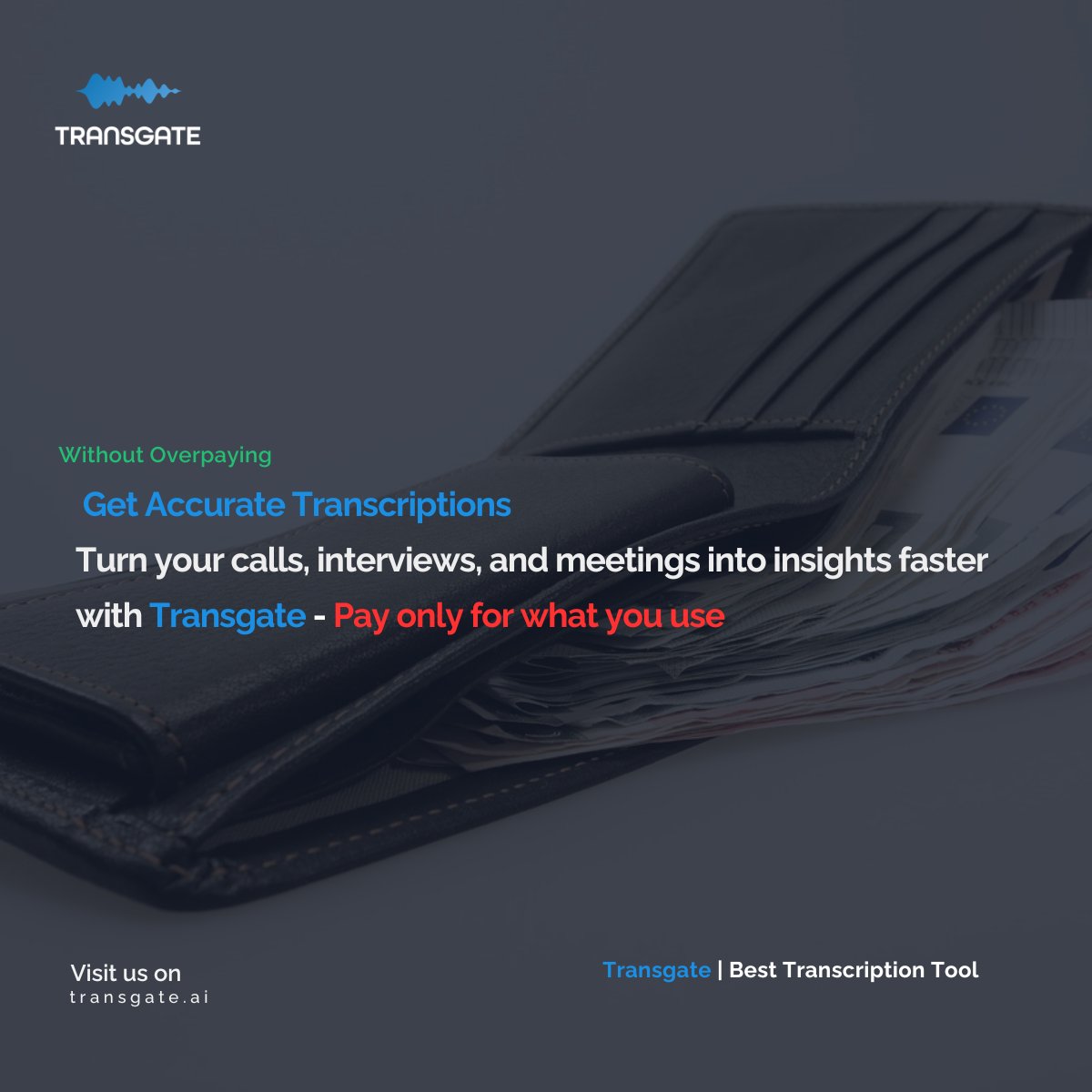 TransgateAI's tweet image. Accuracy AND affordability 💎

Transgate gives you both.
- 98% accuracy
- Pay-as-you-go
- No subscriptions

Simple. Reliable. Affordable.

visit: transgate.ai

#payasyougo #transcription #speechtotext #voicetotext #videototext #aitranscription