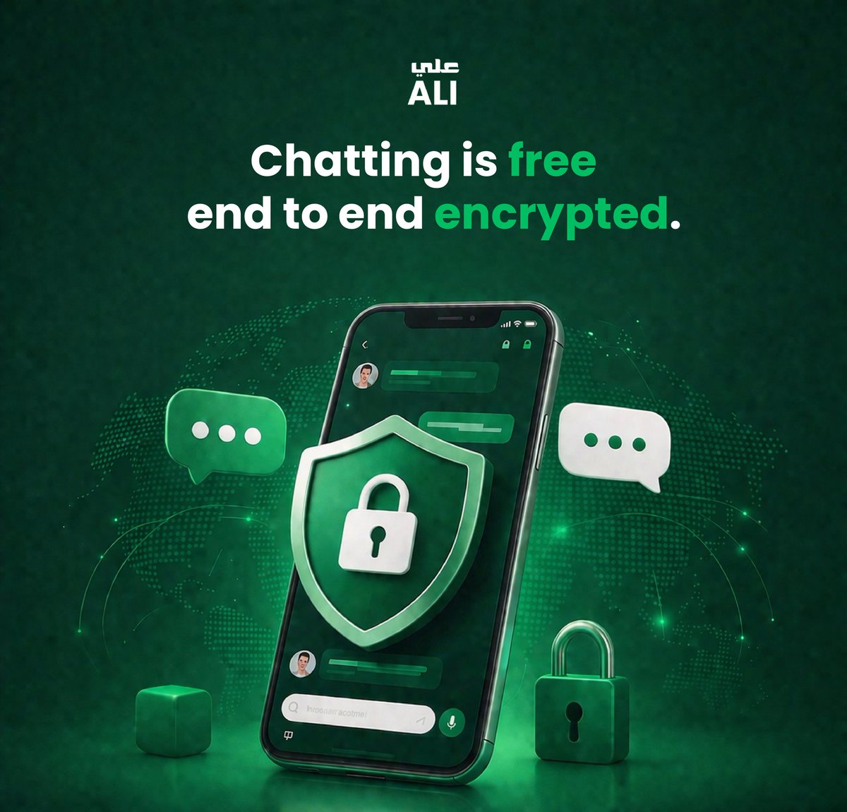 ali_app_'s tweet photo. Chatting is free, end to end encrypted. 🔓 https://t.co/A7sXBr2swm