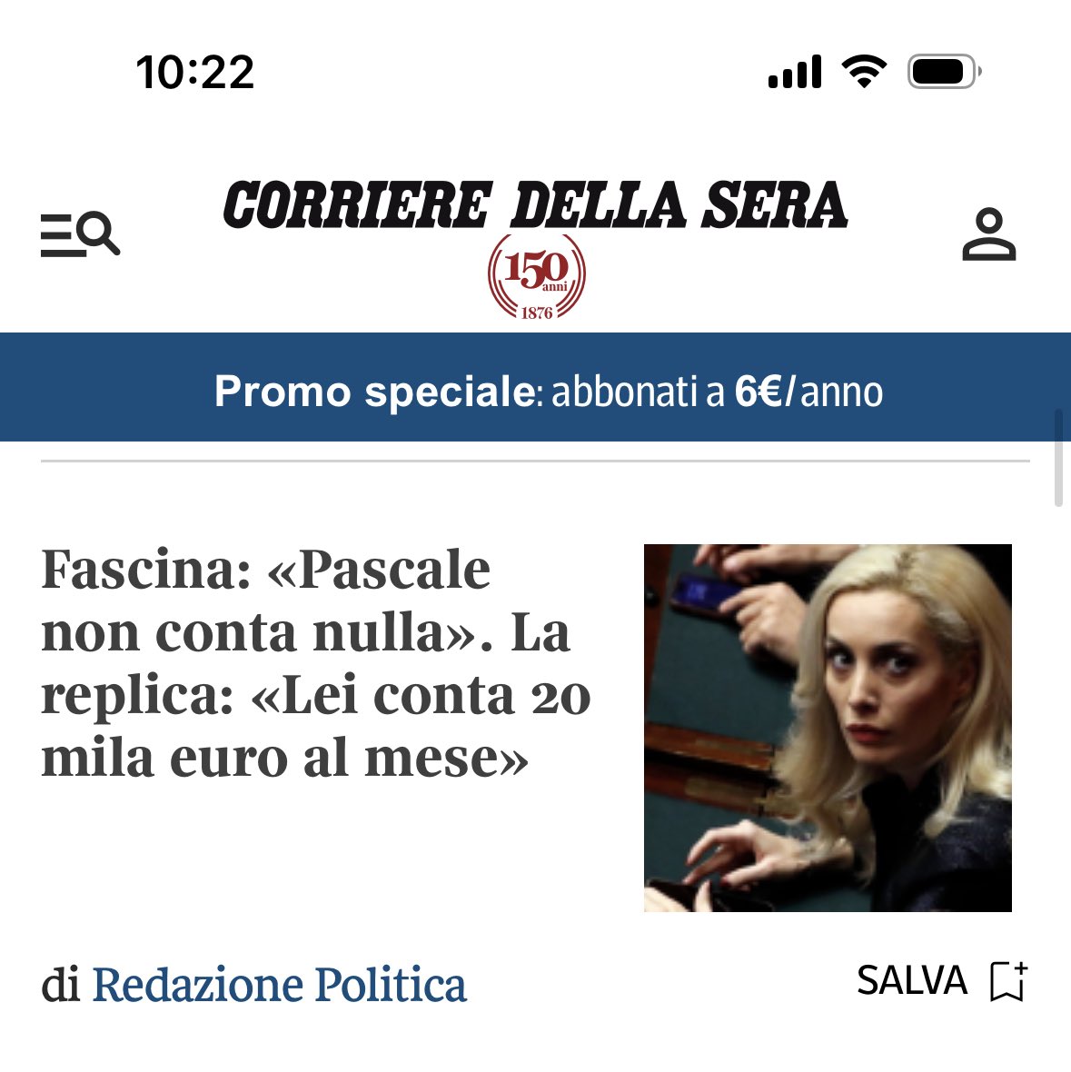 Conta 20mila euro senza mai andare in parlamento. Una vergogna inguardabile di #FI.
Diciamola tutta <a href="/Corriere/">Corriere della Sera</a>