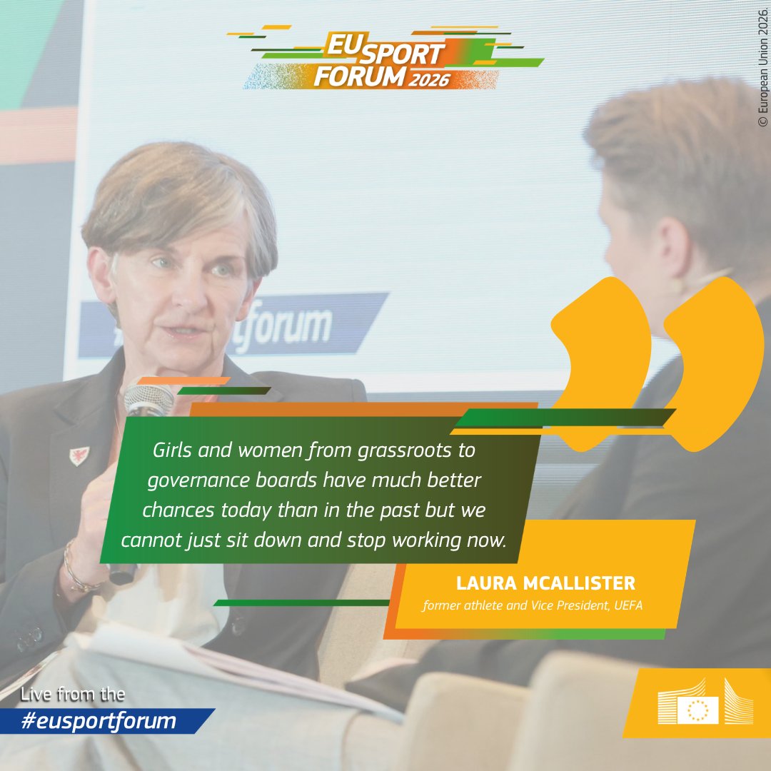 EuSport's tweet photo. Inspiring words from former athletes on the plenary floor! This is why the European Sport Model matters.����

Laura McAllister, Vice President, UEFA 

#EUSportForum https://t.co/GDt7mTqVgd
