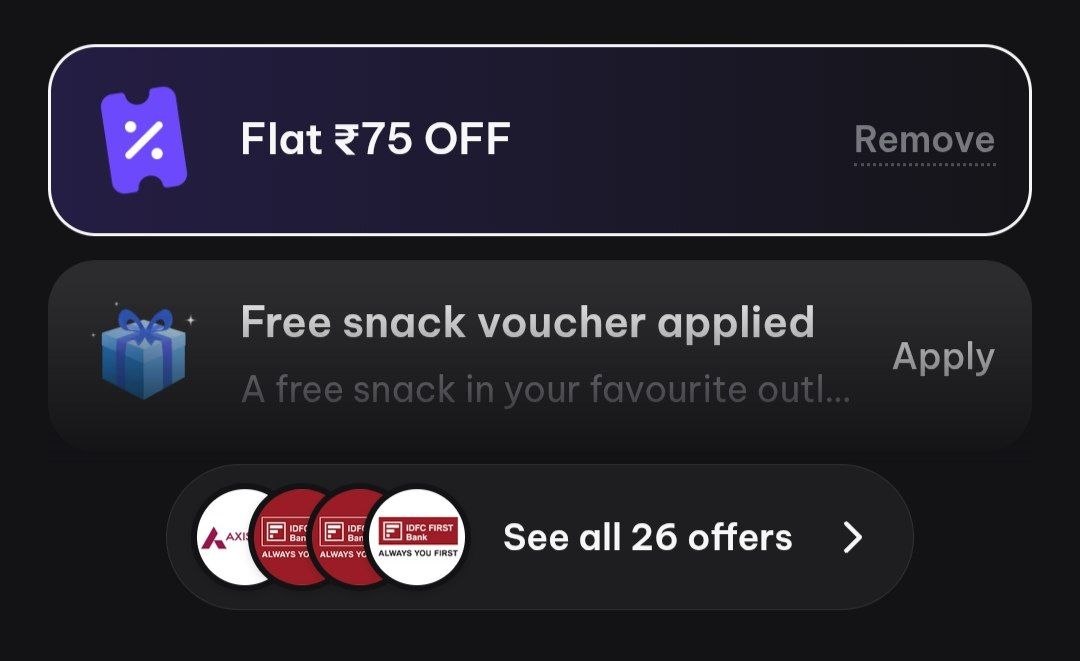 AnantapurBO's tweet image. 🎬 *District App — Flat ₹75 OFF on Movie Tickets!*

🎟️ Coupon: *DISMOC75*
💰 Min. Ticket Value: ₹199

👉 District App → Book Ticket → Apply Code → Save ₹75! ✅

⚡ Grab it before it expires! #District #PapamPrathap #ThimmarajuPalliTV #Pallichattambi #BadBoyKarthik #Dacoit