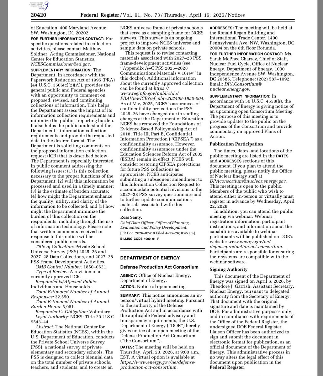 wakerife123's tweet image. DOE Defense Production Act Consortium meeting set for April 23! 

“The purpose of this meeting is to provide updates to the public on the progress of the Consortium and provide commentary on approved Plans of Action.” 

$CCJ $OKLO $ASPI