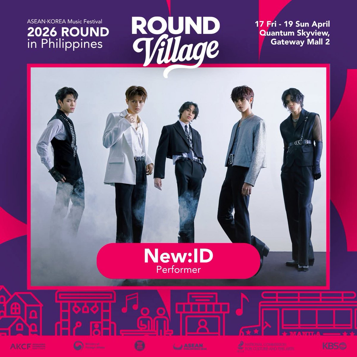 Catch NEW:ID lighting up the ROUND Village!

📍 Quantum Skyview, Gateway 2
📅 April 17–19

✶ ASEAN⋅Korea Music Festival
2026 ROUND in Philippines ✶
04/18 (SAT) - 04/19 (SUN)
Araneta Coliseum
#New_ID <a href="/official_newID/">New:ID OFFICIAL</a>