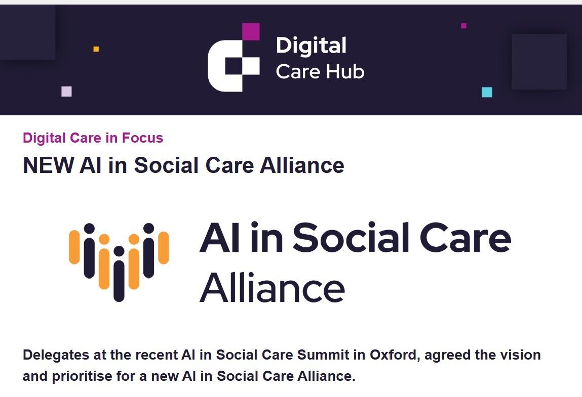 DigitalCareHub's tweet photo. Our latest newsletter is out, covering: priorities for the new AI in Social Care Alliance; major new webinars including using tech to support sponsorship of overseas workers; survey about information sharing; and the latest on our Ctrl+Care podcast.

https://t.co/wJos4sGwyR 

@michellecorrigan @katie @borderless