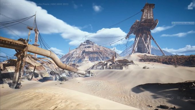 BentekkersTV's tweet photo. New Map leak? 🚨

Check out these stills from an old Embark video... does this look like Riven Tides to anyone else? 🌊👀

The coastal setting, the dunes, and those specific structures match the roadmap teaser almost perfectly. We might finally be seeing the beachfront and hotel area in-game! 🏨🏝️

Credit to : @RushiBhatt184 for the pictures.