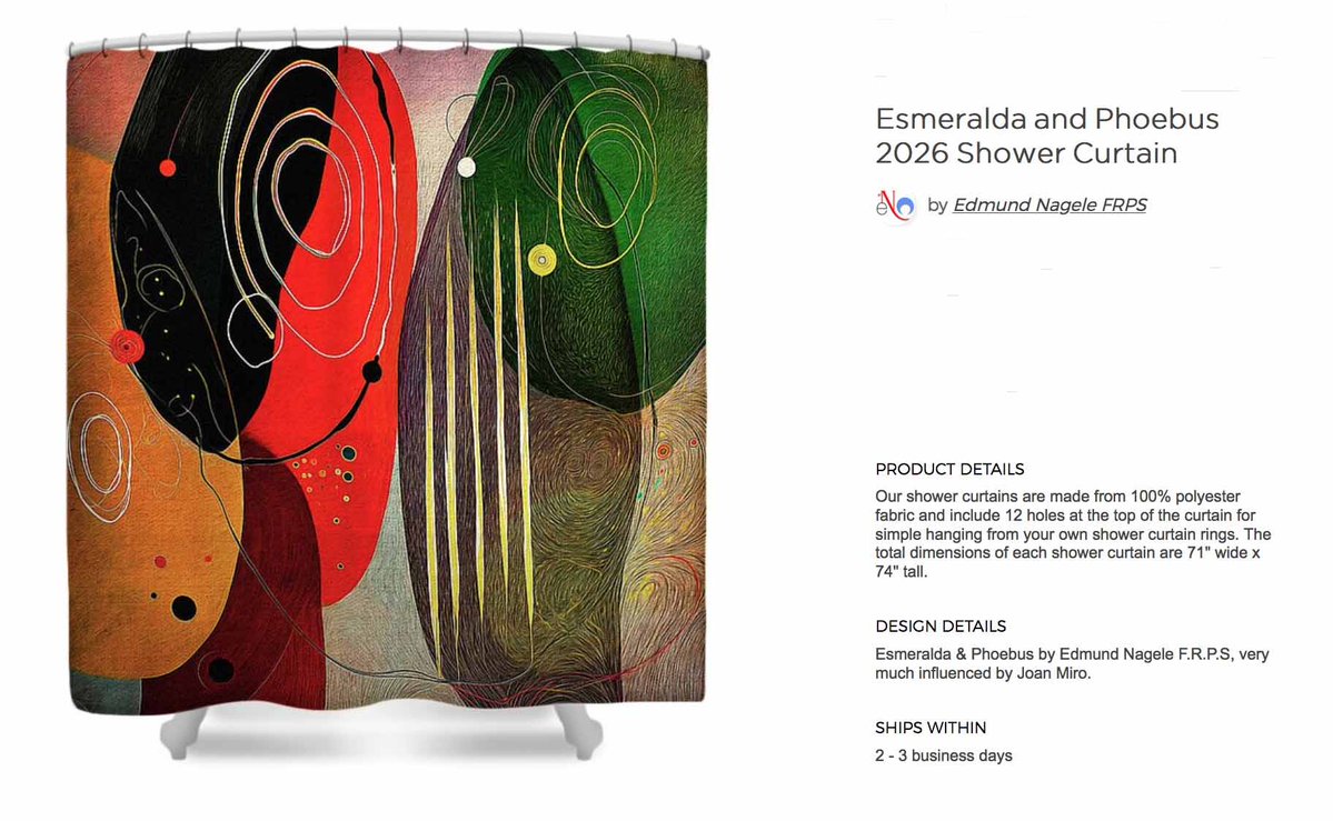 nagelestock's tweet image. NEW: "Esmeralda &amp;amp; Phoebus Shower Curtain
Buy at: fineartamerica.com/featured/esmer…
#abstract #art #shower #curtain #forsale #prints #homedecor #modernart #interior #design