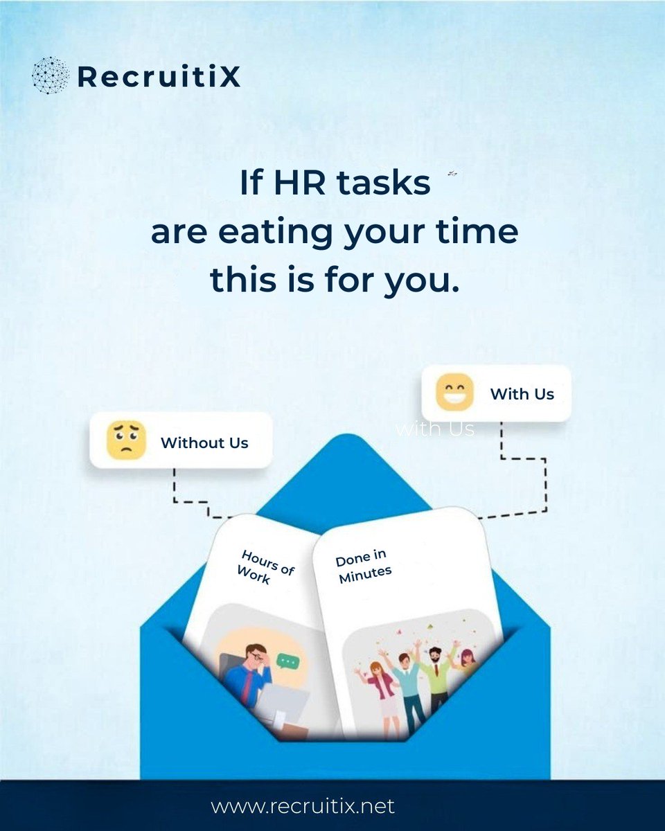 RecruitiX_'s tweet image. Still spending hours on HR tasks? ⏳
It doesn’t have to be that way.

With RecruitiX, what used to take hours now takes minutes. ⚡

✔️ Less stress
✔️ More efficiency
✔️ Better results

🚀 Let us handle it.
🌐 recruitix.net

#RecruitiX #HRTech #TimeSaving #Productivity