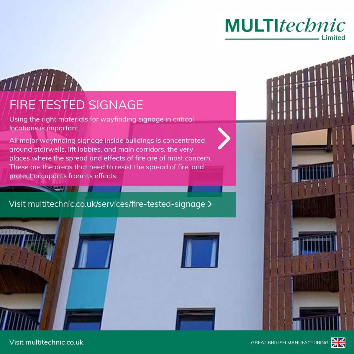 MultitechnicLTD's tweet image. Fire Tested Signage

All major #wayfinding #signage inside buildings is concentrated around stairwells, lift lobbies, and main corridors, where the spread and effects of #fire are of most concern. 

Find out more at multitechnic.co.uk/services/fire-…