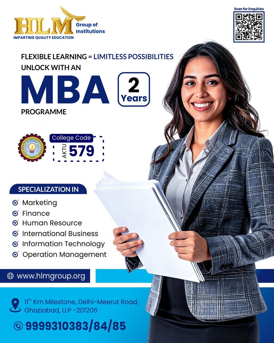 hlmgroupoffical's tweet image. Unlock limitless career opportunities with an MBA from HLM Group of Institutions

 Specialize in Marketing, Finance, HR, IT &amp;amp; more
 2-Year Programme | Industry-focused learning
 Ghaziabad | Apply Now &amp;amp; shape your future!
#MBA #AdmissionsOpen #ManagementStudies #CareerGrowth