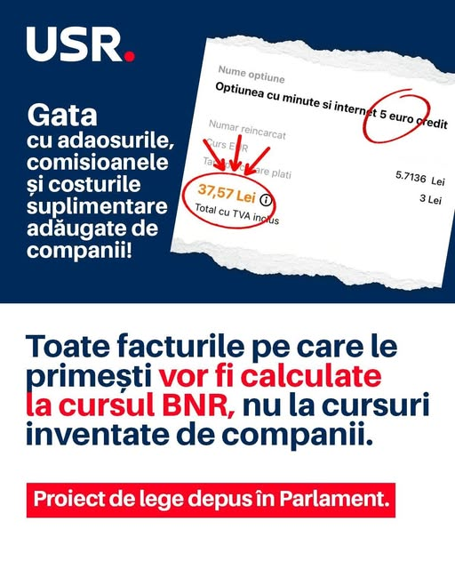 cursvalutarbnr's tweet image. Deputatul USR Cezar Drăgoescu a depus un proiect de lege care obligă companiile care emit facturi în euro, dolari sau altă monedă străină să le calculeze la cursul #BNR din ziua precedentă, nu la cursuri inventate de acestea. - #cursbnr