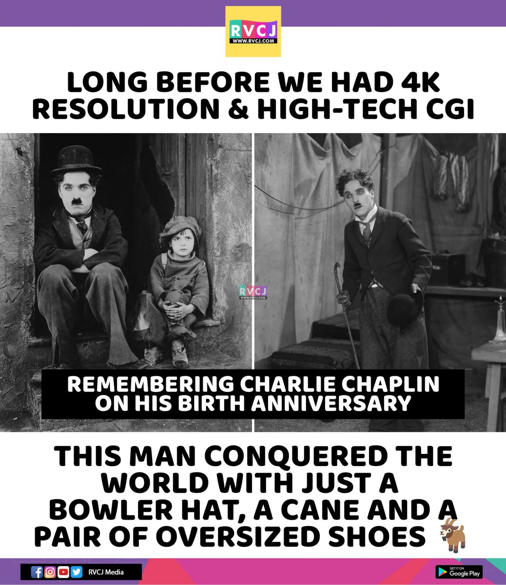 rvcjmovies's tweet image. Remembering Charlie Chaplin on his birth anniversary!

#charliechaplin #thetramp #hollywood #hollywoodmovies #hollywoodactor