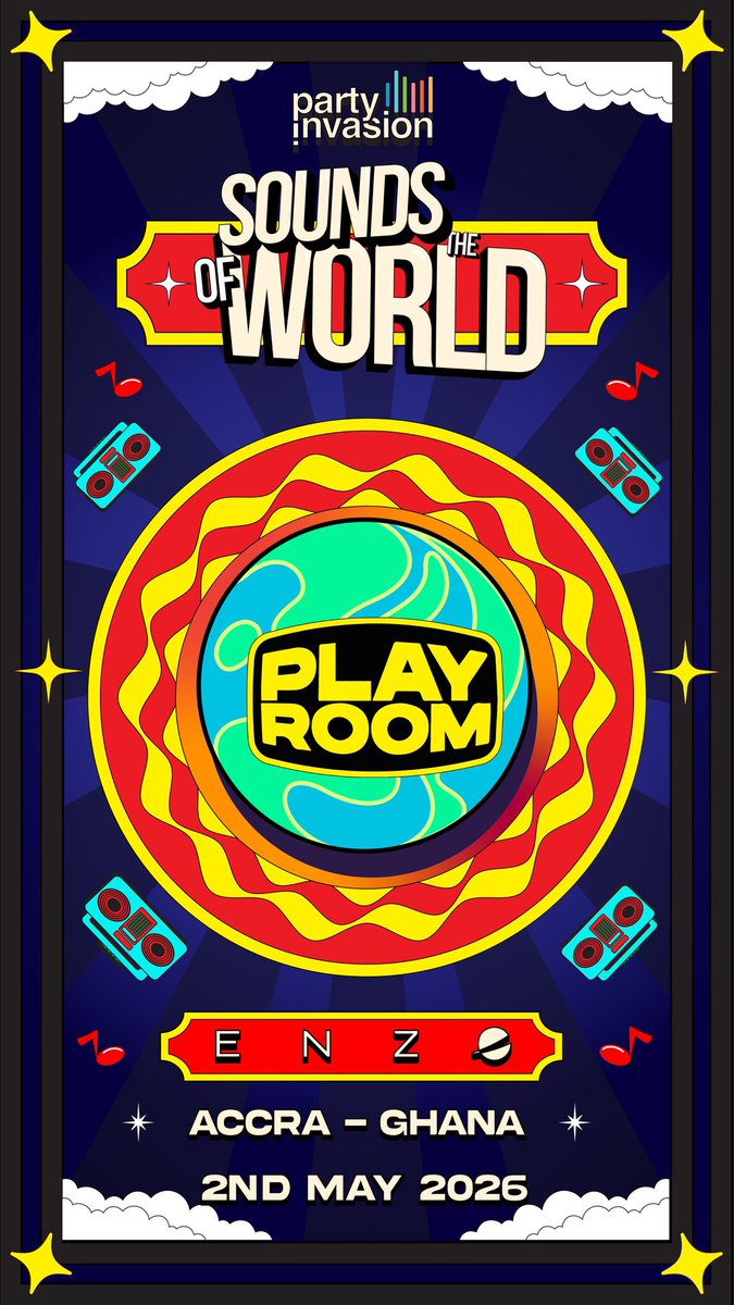 Just like Kumasi felt it, Accra is next. We’re bringing that same energy to the capital for the very first Playroom experience. ENZO is ours on May 2nd. Get your tickets now.

PLAYROOM - SOUNDS OF THE WORLD 

SEE YOU SOON!