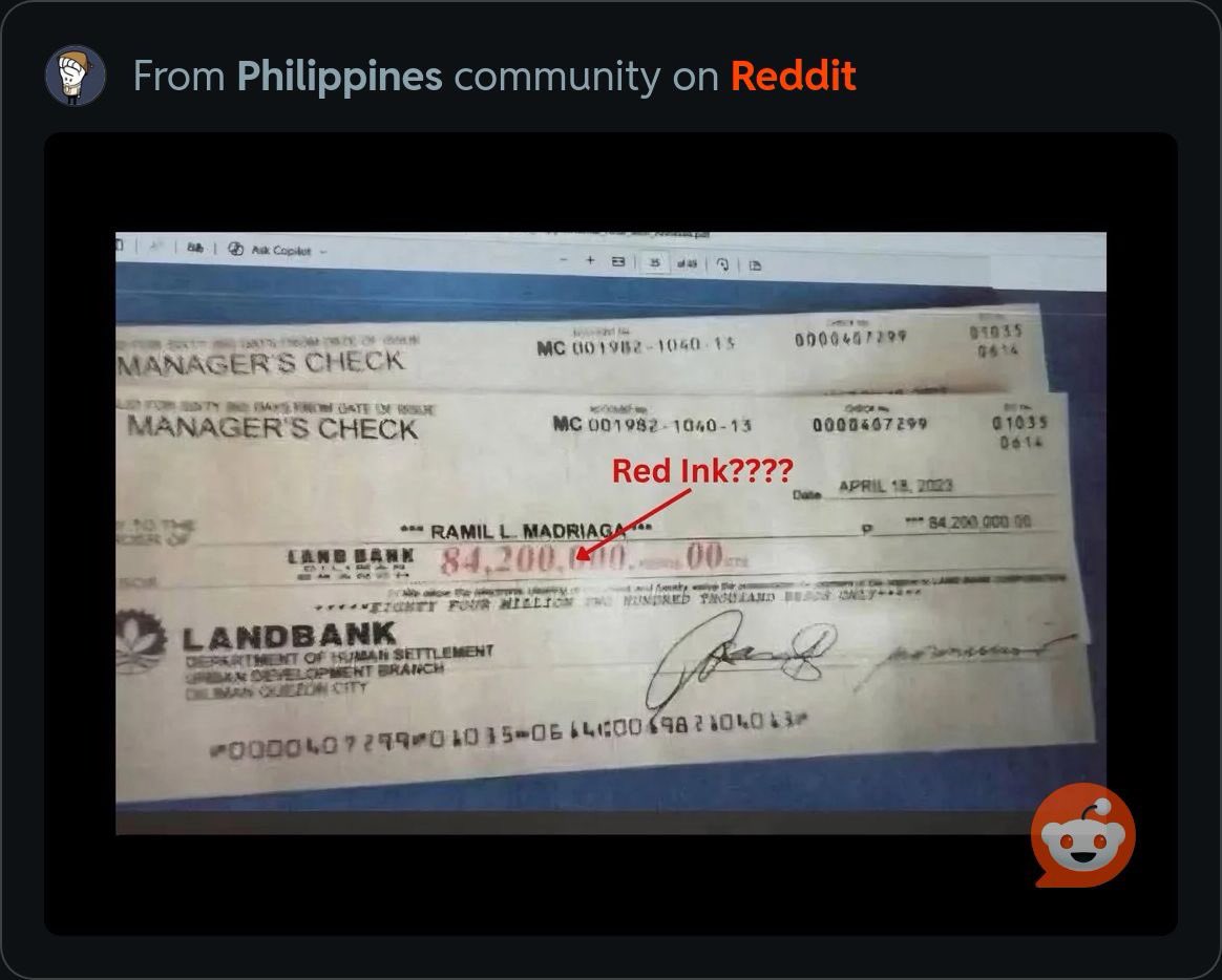 Kinukwestiyon pala ang red ink sa amount ng check. When I was working ...