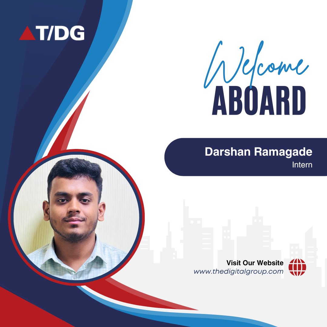 thedigtalgroup's tweet image. We would like to welcome Darshan Ramagade to The Digital Group as a Intern! We look forward to his contributions and are excited to see him grow and excel in the role. Join us in giving him a warm welcome!

#TDG #Hiring #Intern #JobOpportunity #JoinUs