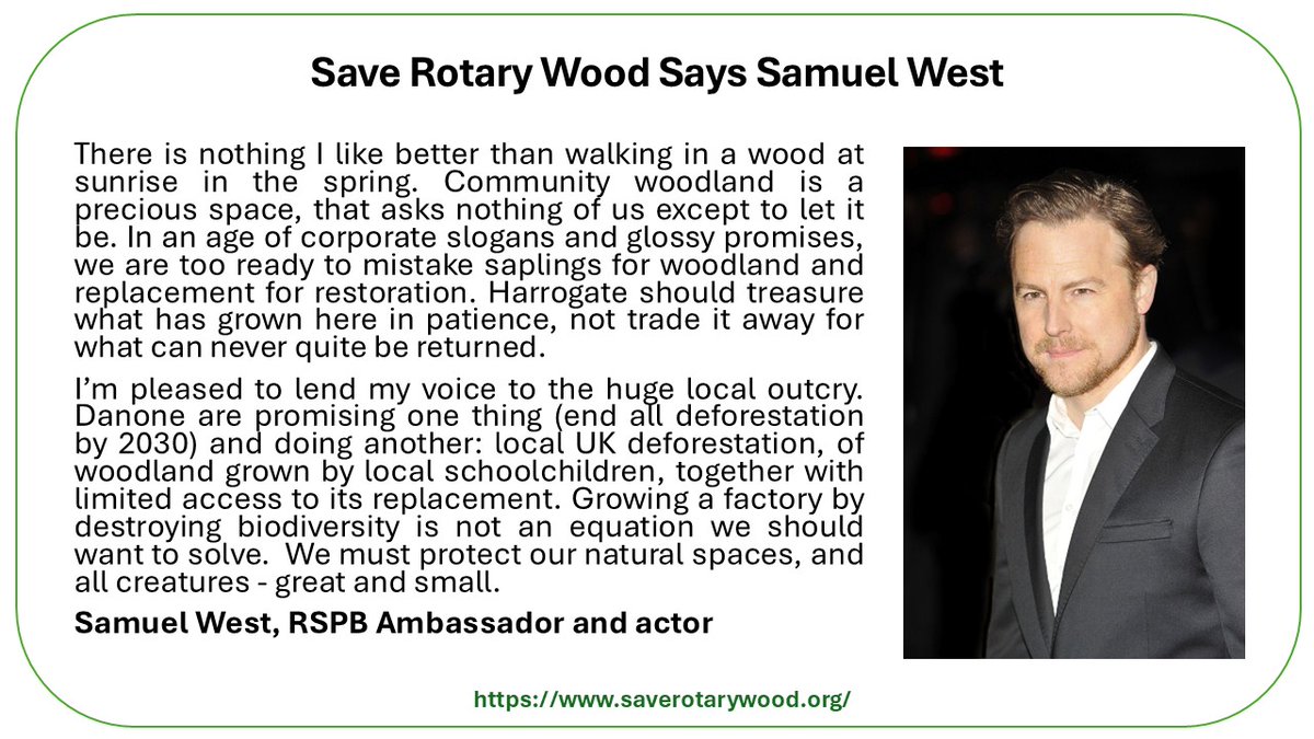 PinewoodsHgt's tweet image. Amazing to have support from @exitthelemming  regarding our #SaveRotaryWood campaign. 

Key planning meeting tomorrow to stop @Danone  from destroying public woodland.

saverotarywood.org
#SaveRotaryWood #Harrogate