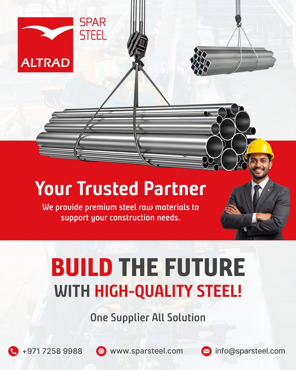 SteelSpar's tweet image. Your Trusted Partner in Strength &amp;amp; Quality
When it comes to building the future, the foundation matters. We deliver premium quality steel raw materials that ensure durability, reliability in every project.
🌐 sparsteel.com
#AltradSpar #MSPipes #ScaffoldingPipes