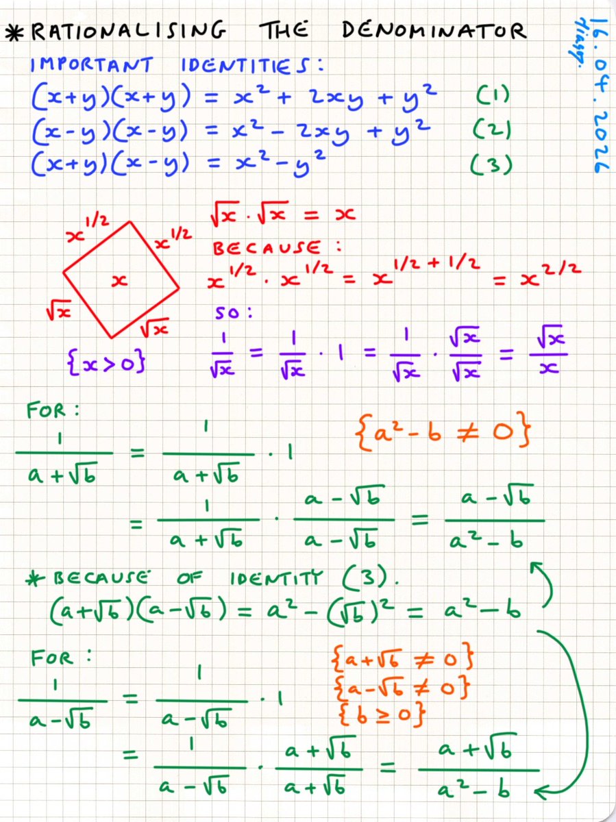 tiago_hands's tweet image. GCSE and A-Level Maths: Rationalising the Denominator.

#surds #algebra #gcsemaths #alevelmaths
