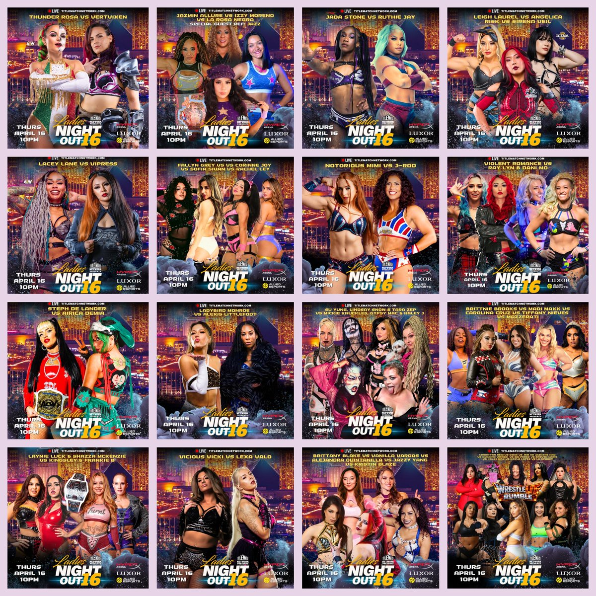 TitleMatchWN's tweet photo. 🚨 Tonight 🚨 

Ladies Night Out 16 in Las Vegas 🔥 

Front Row is SOLD OUT. VIP Front Row is SOLD OUT. 2nd Row is almost gone. Few GA seats still available 

LNO16 hits HyperX Arena inside the Luxor at 10PM PT. Featuring 70+ women from around the world. Get your tickets now or stream it live.

🎟️ https://t.co/zVt4vWpNli
